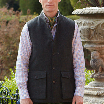 Arthur Dark Green Donegal Check Tweed Gilet