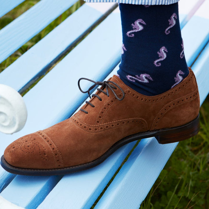 Savoy Brown Suede Oxford Semi Brogue