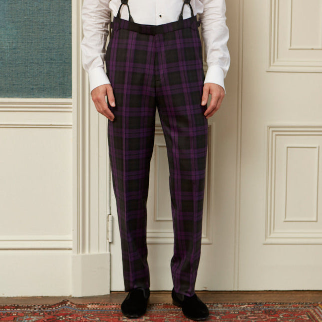 Barney Purple Black Check Evening Trouser