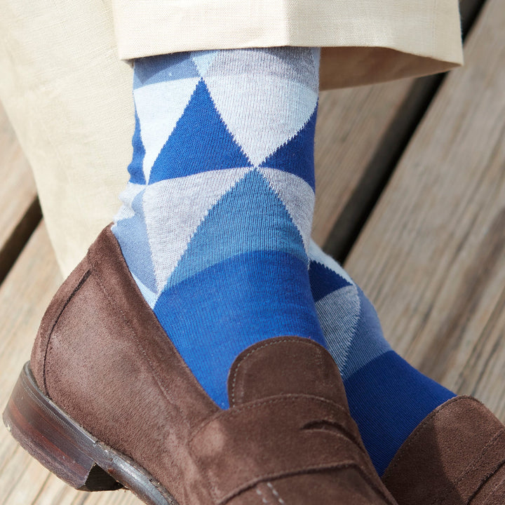 Sutton Blue Argyle Pattern Cotton Sock
