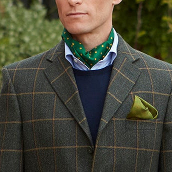 Green Yellow Churchill Spot Silk Cravat