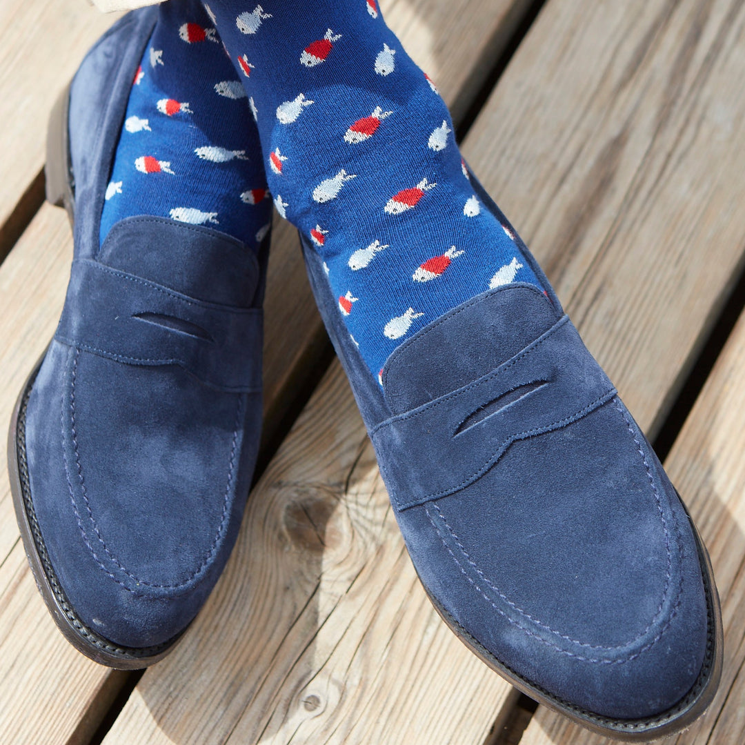Sandy Navy Suede Penny Suede Loafer