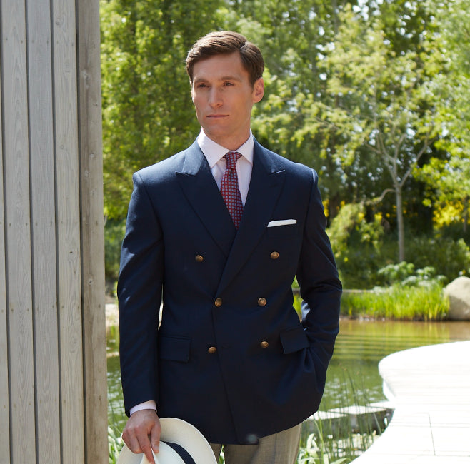 Baylen Navy Double Breasted Wool Blazer