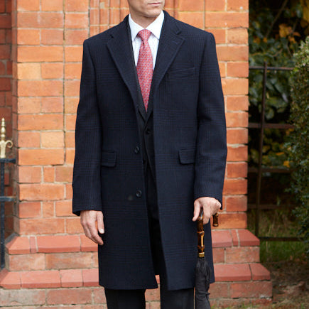 Warrington Navy Houndstooth Check Coat
