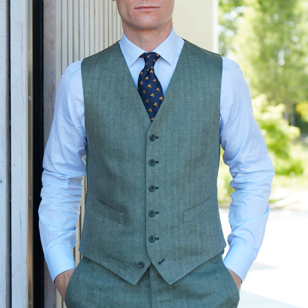 Hyde Herringbone Linen Waistcoat