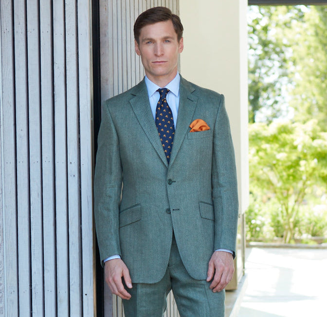 William Green Herringbone Linen Jacket