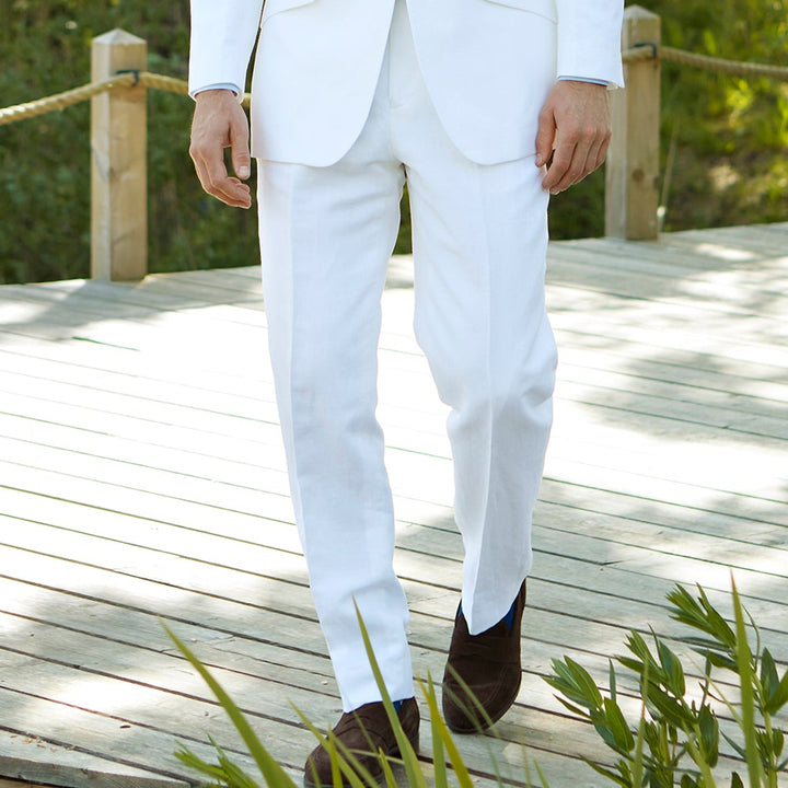 Tierney Chalk White Twill Linen Trousers
