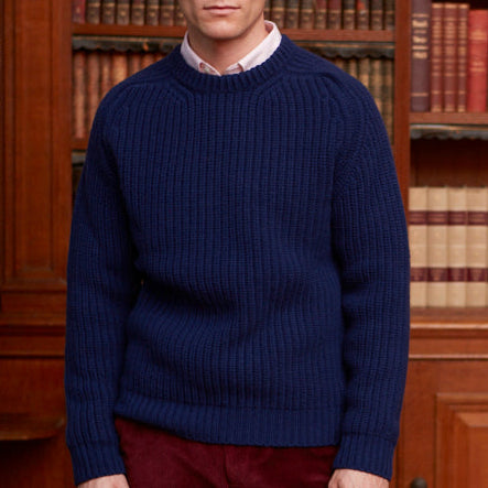 Kinsale Ribbed Navy Crew Jumper