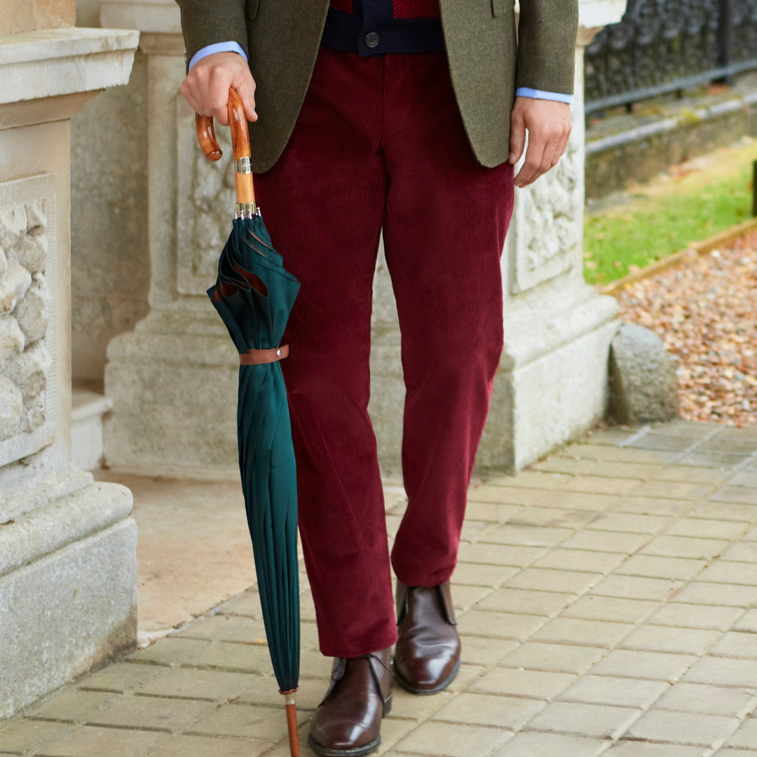 Thomas Burgundy Cotton Corduroy Trouser