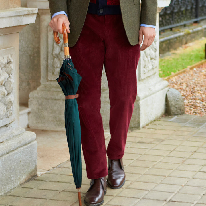Thomas Burgundy Cotton Corduroy Trouser