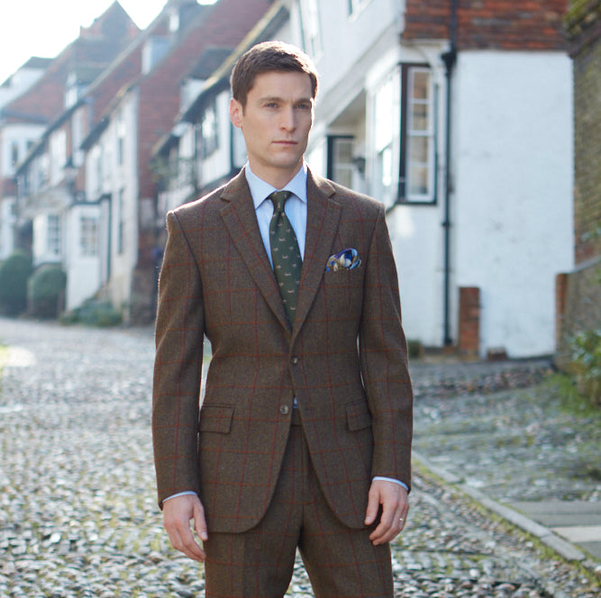 William Green Rust Windowpane Tweed Jacket