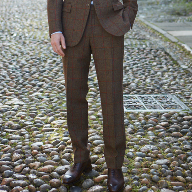 Barney Green Rust Windowpane Tweed Trouser