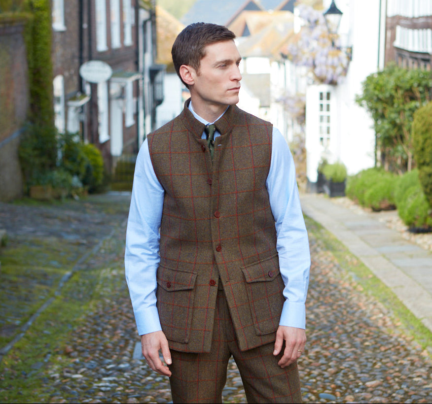 Arthur Green Rust Check Tweed Gilet