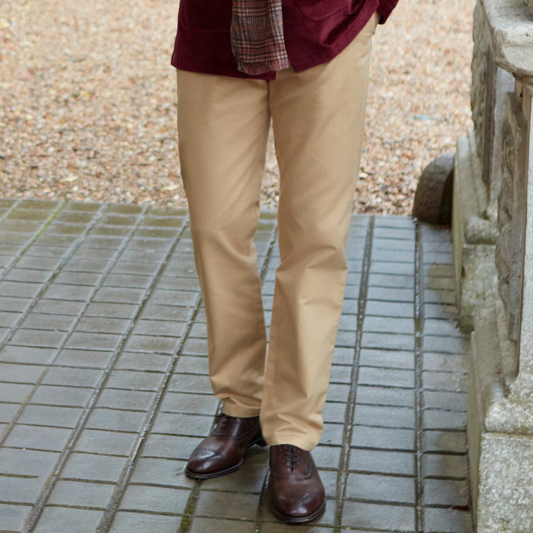 Thomas Beige Cotton Twill Trouser