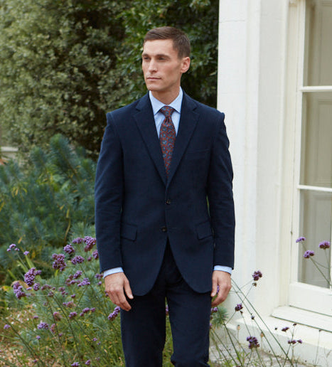 William Navy Tweed Wool and Silk Jacket