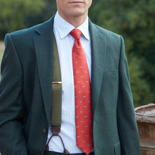 Red Running Rabbit Woven Silk Tie