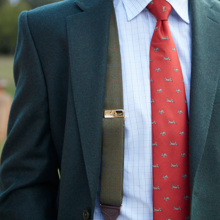 Brown Tweed Check Wool Braces