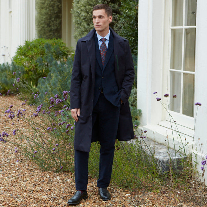 Raiden Navy Cotton Gabardine Raincoat
