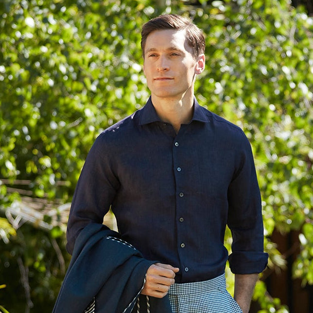 Ampton Navy Linen Shirt