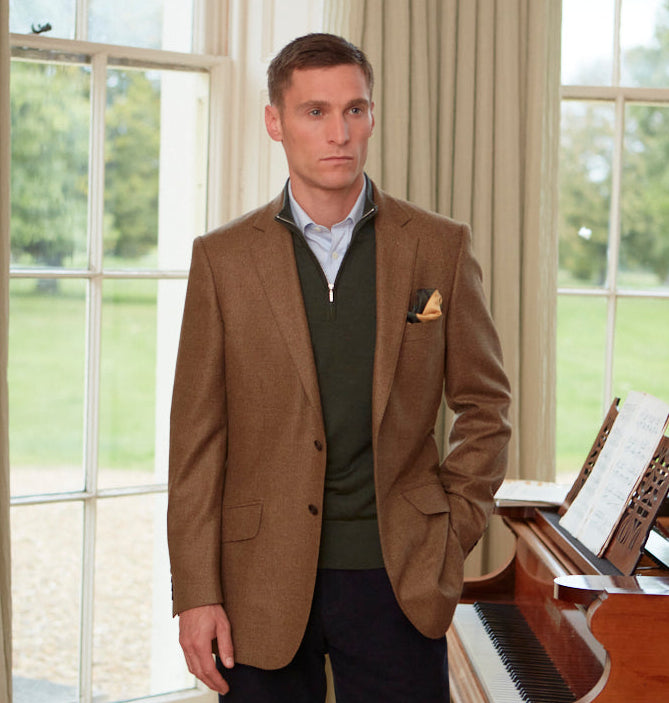 William Biscuit Tweed Wool and Silk Jacket