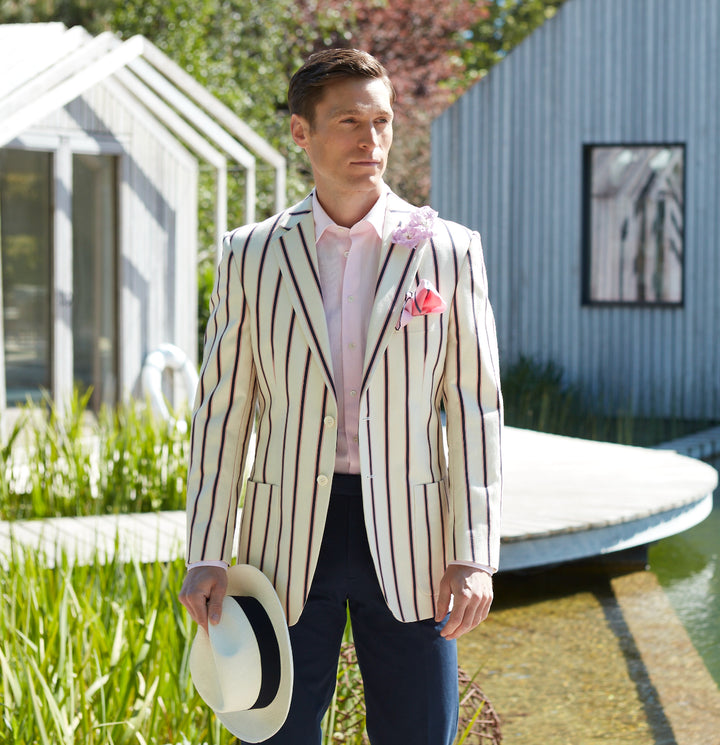 Edgar Cream and Navy Stripe Jacket