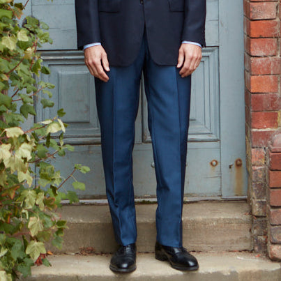 Barney Navy Wool Mohair Trouser