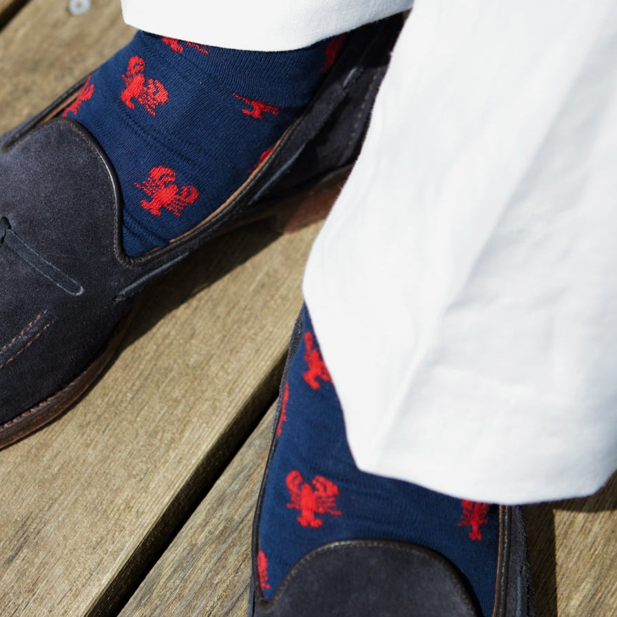 Sutton Navy and Red Lobster Cotton Sock