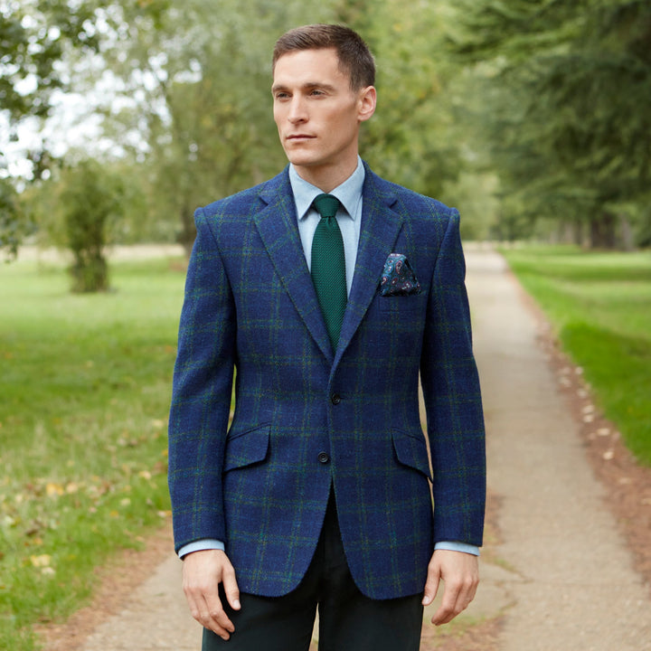 William Navy Check Tweed Jacket