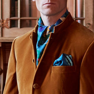 Teal Gold Peacock Paisley Cravat