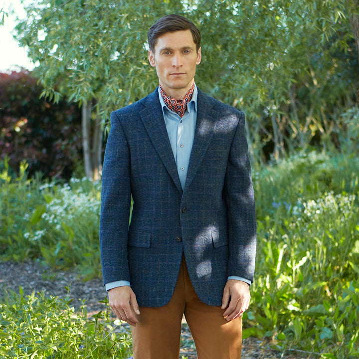 William Navy Check Harris Tweed Jacket
