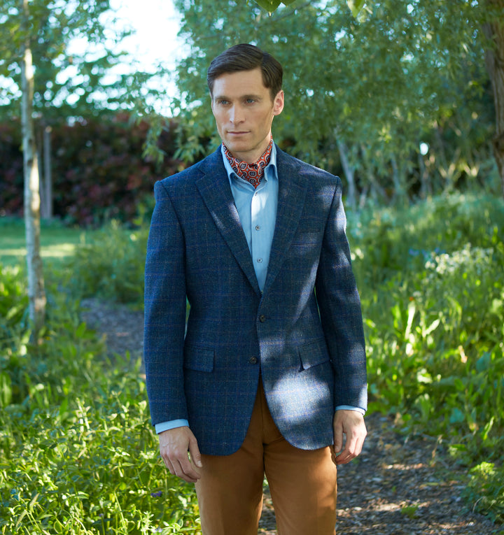 William Navy Check Tweed Jacket