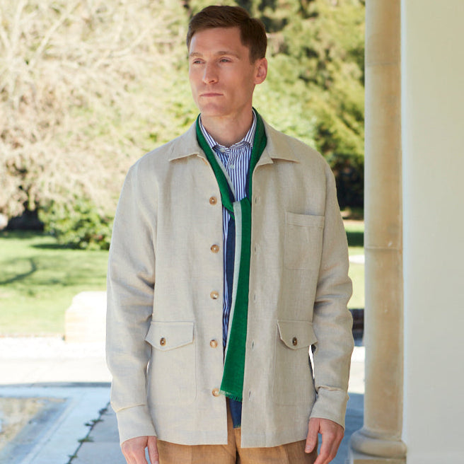 Lynton Beige Linen Overshirt