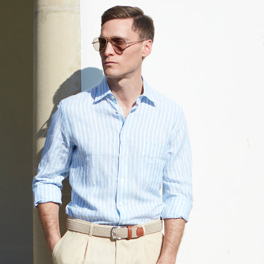 Ampton Blue White Stripe Linen Shirt
