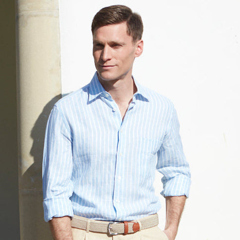 Ampton Blue White Stripe Linen Shirt