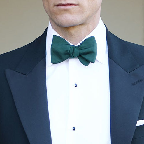 Green Grosgrain Silk Cotton Bow Tie