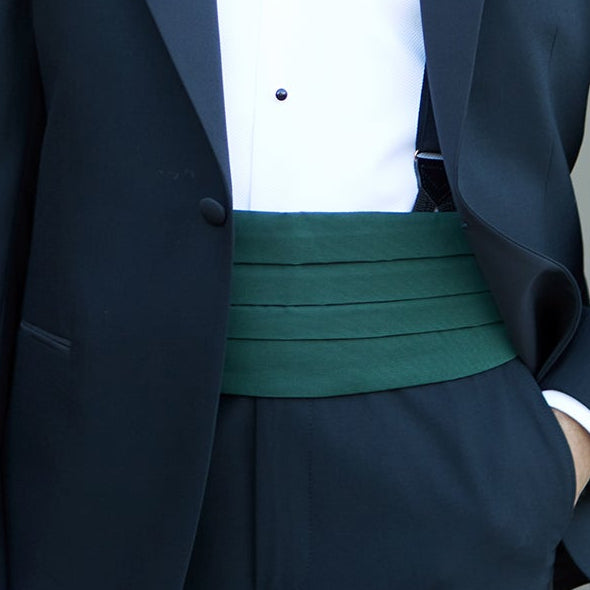 Green Grosgrain Silk and Cotton Cummerbund