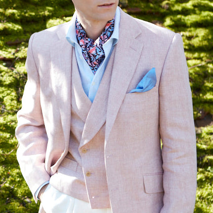 Hayward Pink Cream Linen Herringbone Waistcoat