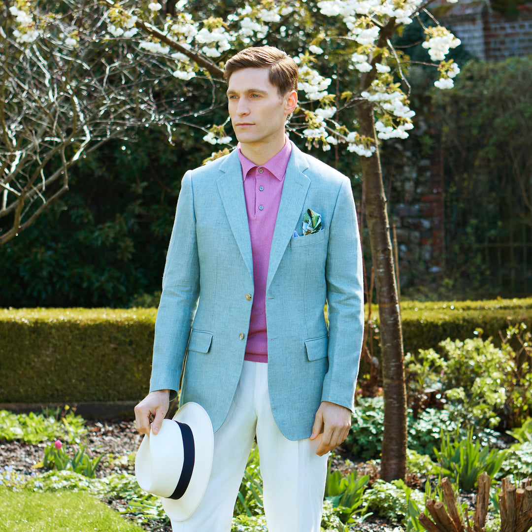 Burleigh Pale Green Double Faced Linen and Silk Jacket