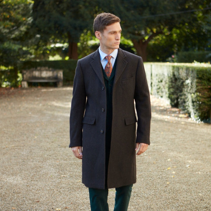 Warrington Brown Herringbone Cashmere Coat