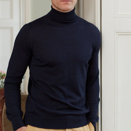 Keiran Navy Roll Neck Jumper
