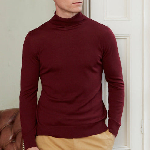 Keiran Wine Roll Neck Jumper