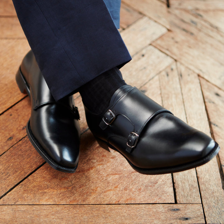 Sylvester Black Double Buckle Monk Shoe