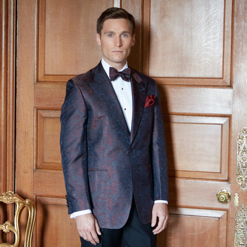 Drake Teal and Rust Jacquard Dinner Jacket