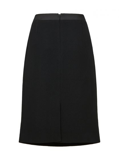 Heidi Tailored Wool Crepe Black Skirt