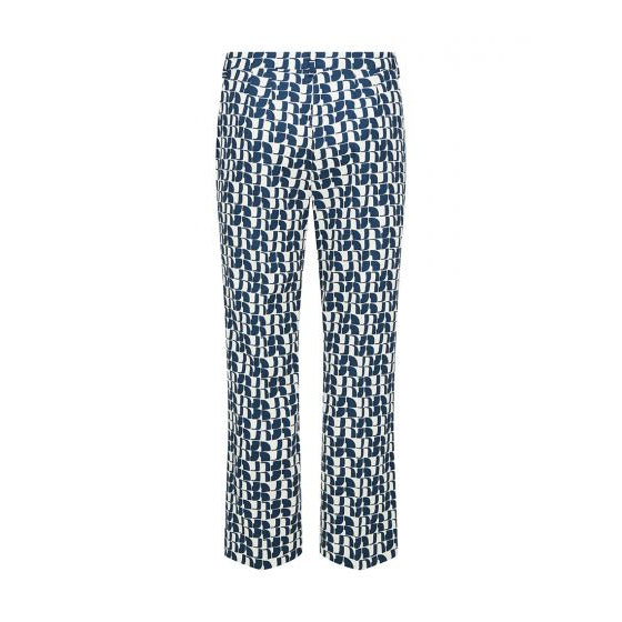 Efeso Geometric Cotton Navy Blue Trousers