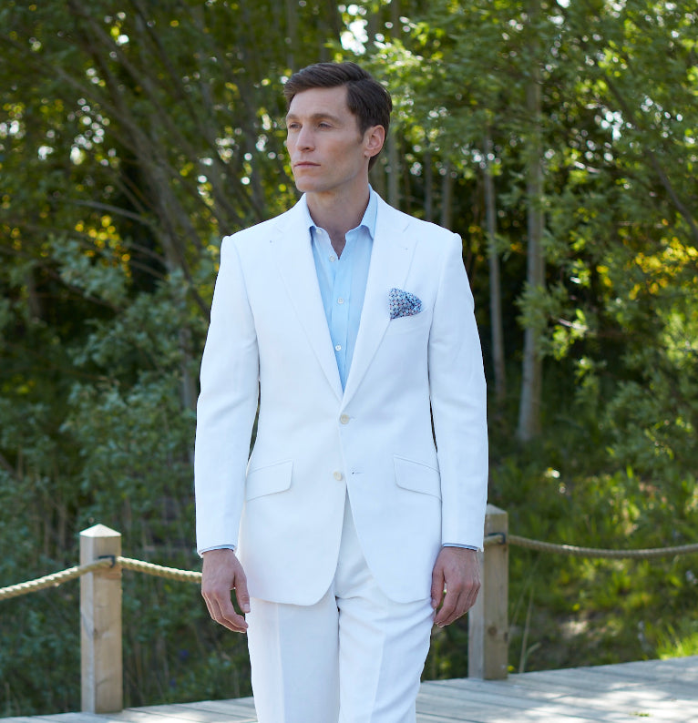 Gregory Chalk White Twill Linen Jacket