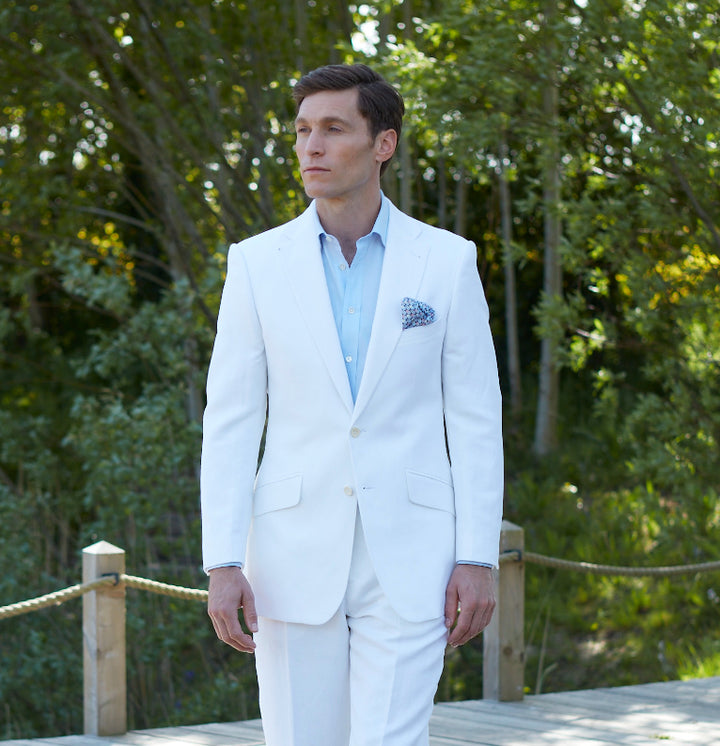 Gregory Chalk White Twill Linen Jacket