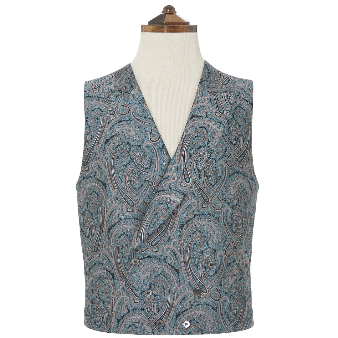 Hamish Teal Paisley Silk Waistcoat