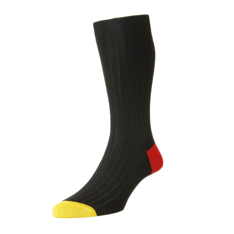 Salton Black Contrast Heel and Toe Socks