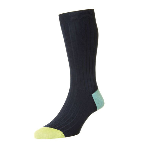 Salton Navy Contrast Heel and Toe Socks